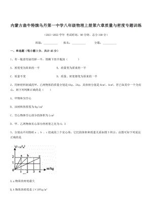 2021年内蒙古翁牛特旗乌丹第一中学八年级物理上册第六章质量与密度专题训练(人教).docx