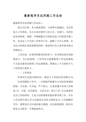 最新程序员试用期工作总结汇编.docx