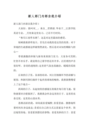 新人部门内部自我介绍例文.docx