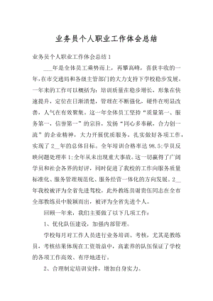 业务员个人职业工作体会总结最新.docx