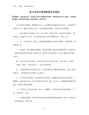 某小学安全管理制度补充规定.docx