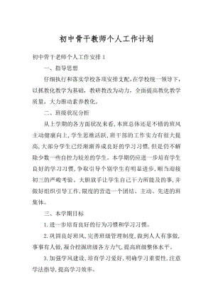 初中骨干教师个人工作计划精编.docx