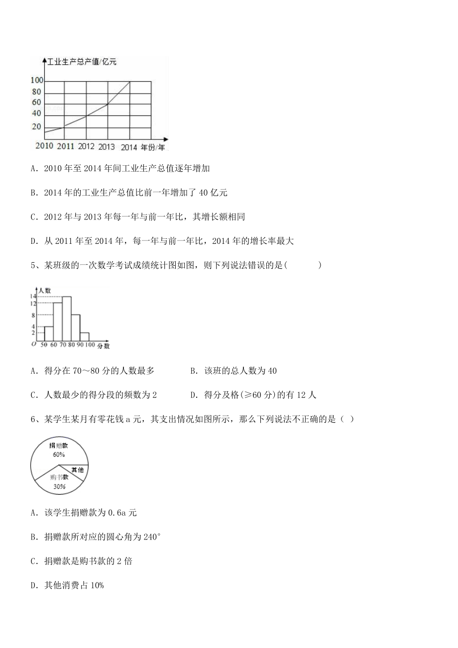 2022年最新浙教版初中数学七年级下册第六章数据与统计图表定向攻克试题.docx_第2页