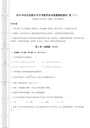 真题汇总2022年河北省新乐市中考数学备考真题模拟测评-卷(Ⅰ)(精选).docx