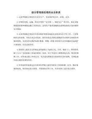 综合管理部经理的安全职责.docx