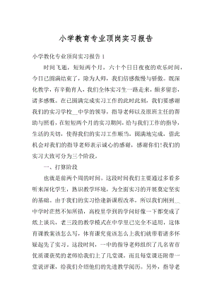 小学教育专业顶岗实习报告范文.docx