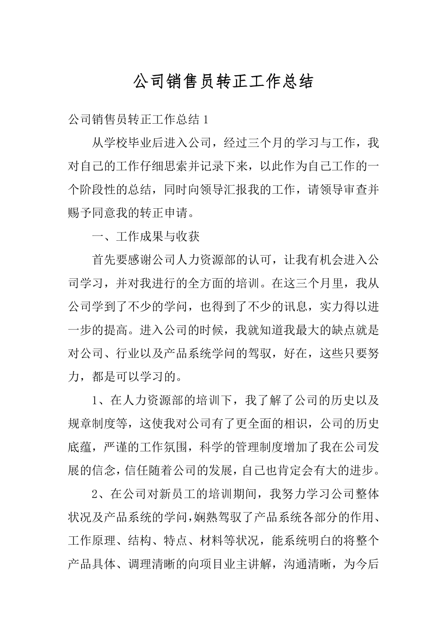 公司销售员转正工作总结优质.docx_第1页