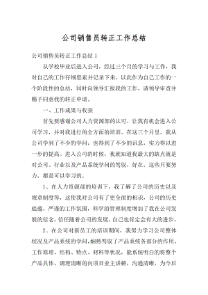 公司销售员转正工作总结优质.docx