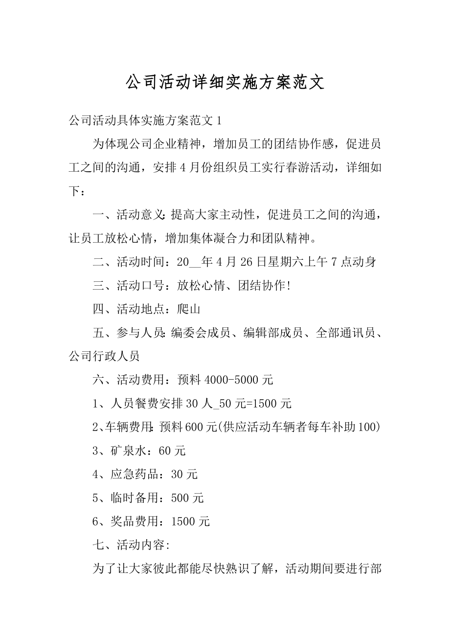 公司活动详细实施方案范文最新.docx_第1页