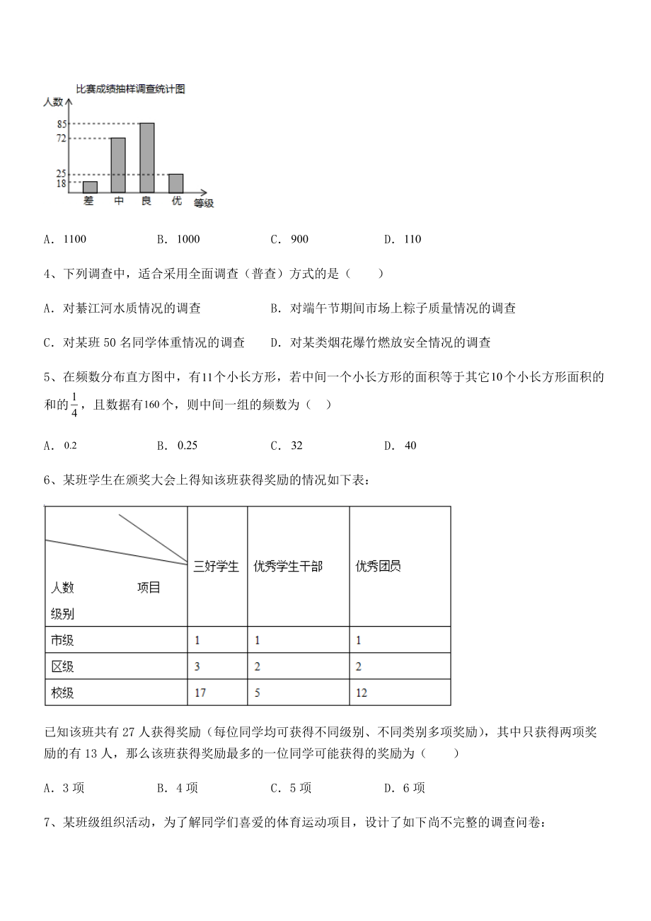 2022年最新浙教版初中数学七年级下册第六章数据与统计图表专项训练试题(名师精选).docx_第2页