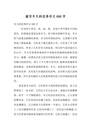 描写冬天的优秀作文600字优质.docx