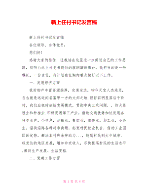 新上任村书记发言稿.doc