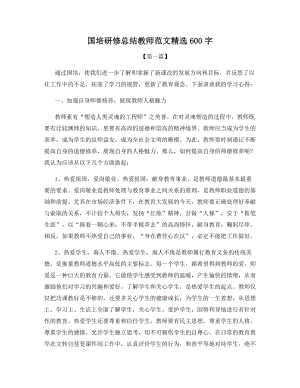 国培研修总结教师范文精选600字.docx