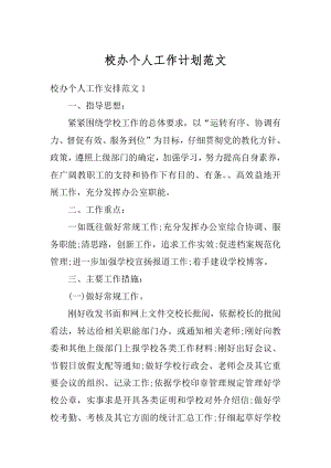 校办个人工作计划范文精编.docx