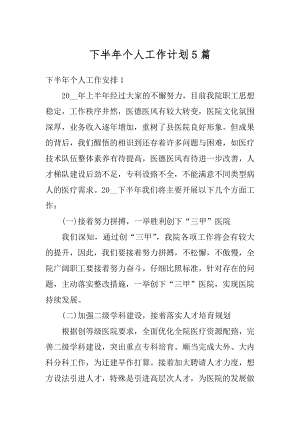 下半年个人工作计划5篇优质.docx