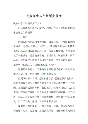 民族高中二年级语文作文范例.docx