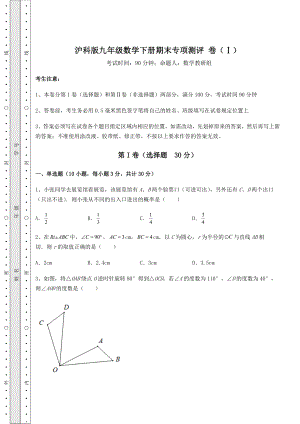 2022年最新强化训练沪科版九年级数学下册期末专项测评-卷(Ⅰ)(精选).docx