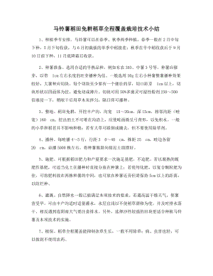 马铃薯稻田免耕稻草全程覆盖栽培技术小结.docx