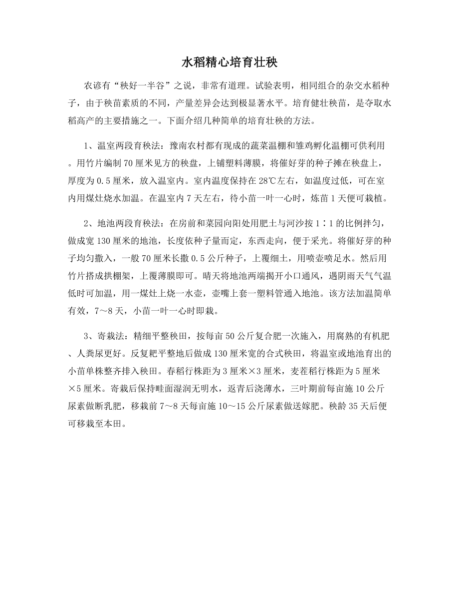 水稻精心培育壮秧.docx_第1页