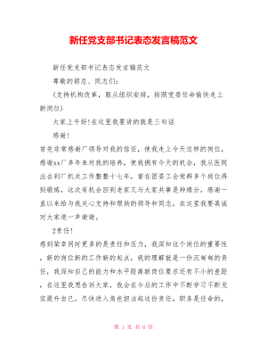 新任党支部书记表态发言稿范文.doc