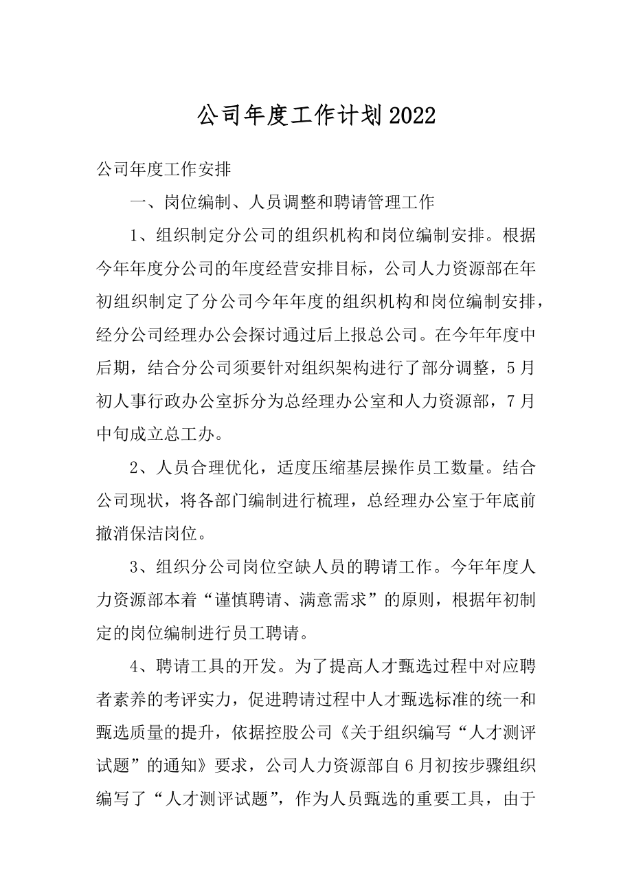 公司年度工作计划优质.docx_第1页