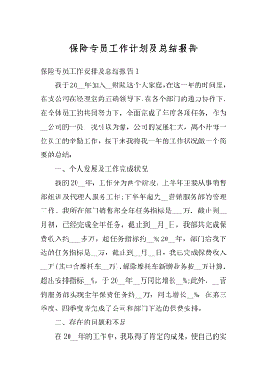 保险专员工作计划及总结报告优质.docx