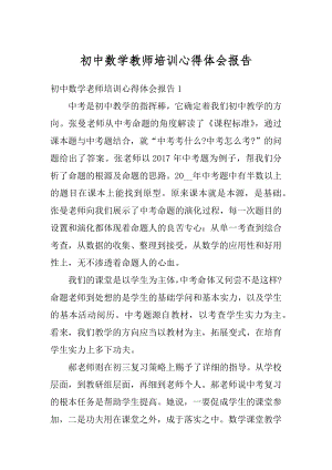 初中数学教师培训心得体会报告范例.docx