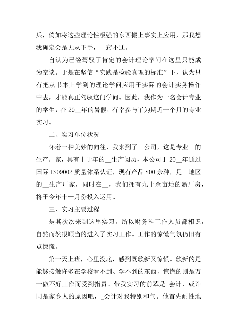 2021年会计实习总结报告优秀范文精选.docx_第2页