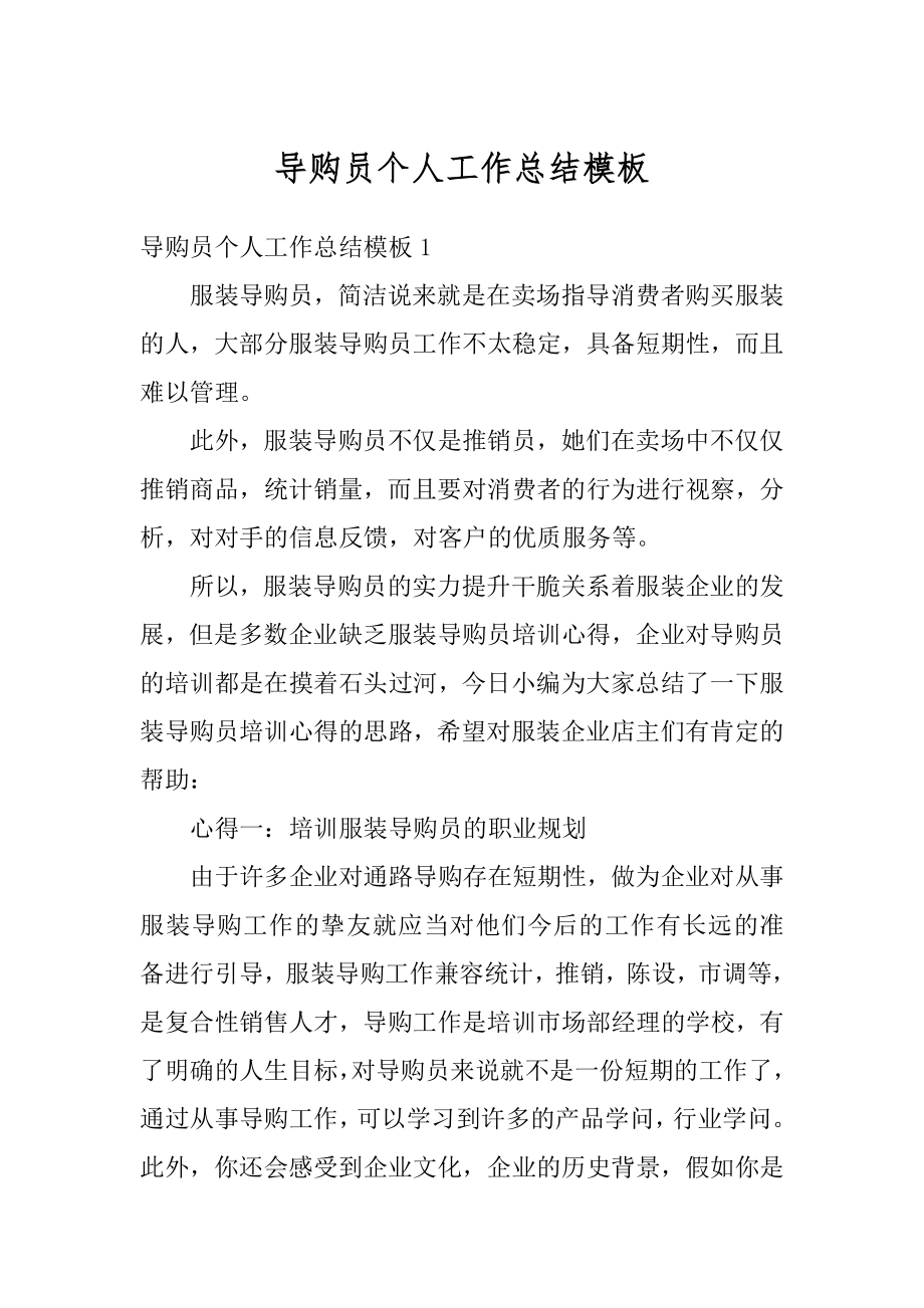 导购员个人工作总结模板精编.docx_第1页