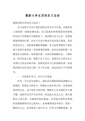 最新大学生顶岗实习总结最新.docx