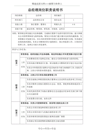 总经理岗位职责说明书(共4页).docx