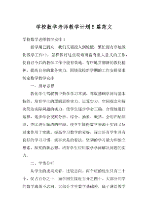 学校数学老师教学计划5篇范文例文.docx