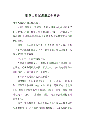 财务人员试用期工作总结精选.docx