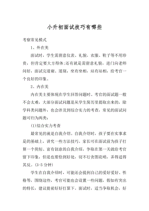 小升初面试技巧有哪些精选.docx