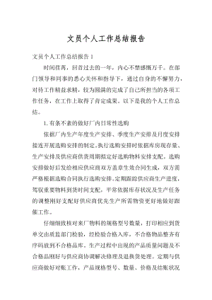 文员个人工作总结报告范例.docx