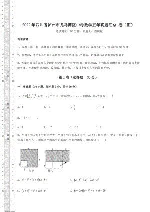 中考强化训练2022年四川省泸州市龙马潭区中考数学五年真题汇总-卷(Ⅲ)(精选).docx