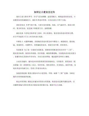 如何让小麦安全过冬.docx