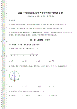 备考特训2022年河南省南阳市中考数学模拟专项测试-B卷(含答案详解).docx