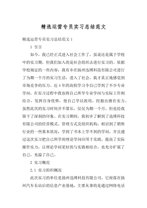 精选运营专员实习总结范文例文.docx