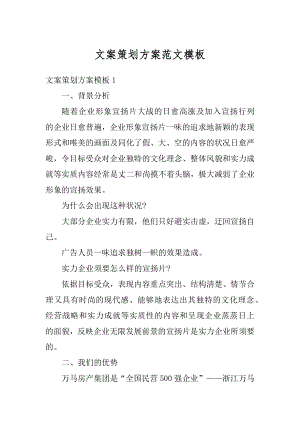 文案策划方案范文模板精选.docx