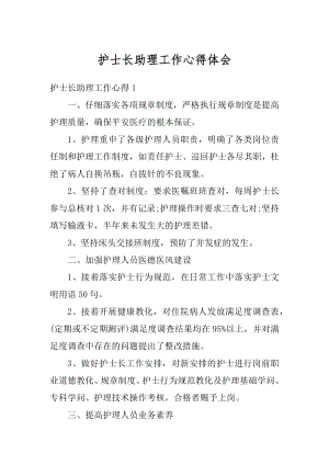 护士长助理工作心得体会优质.docx