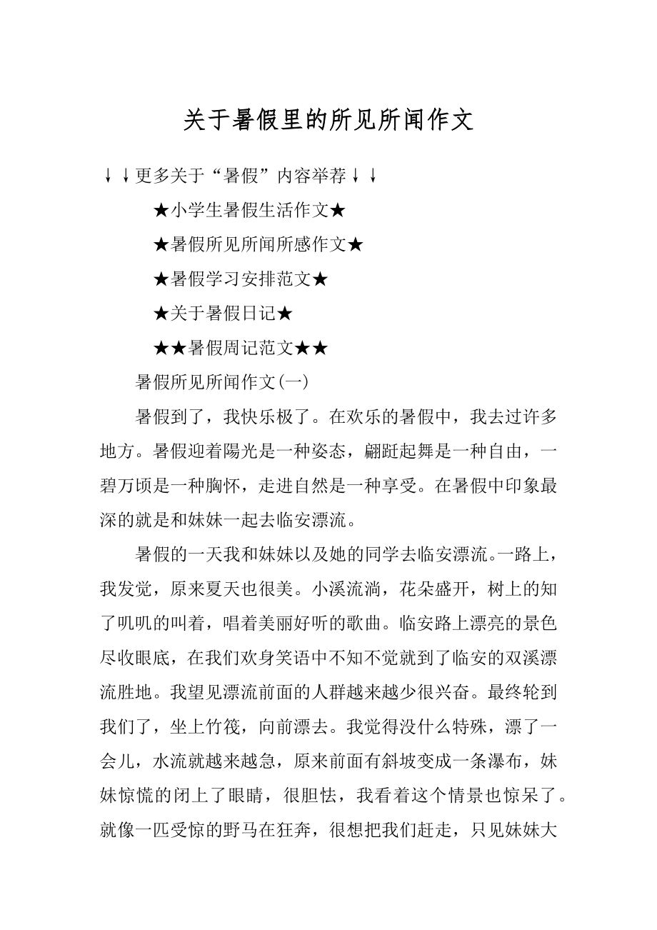 关于暑假里的所见所闻作文例文.docx_第1页