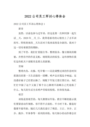 2022公司员工军训心得体会汇总.docx