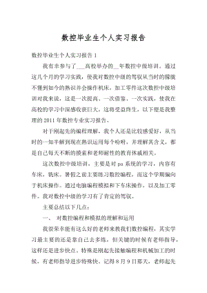 数控毕业生个人实习报告范文.docx