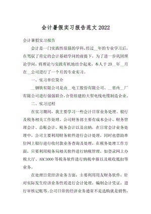 会计暑假实习报告范文精选.docx