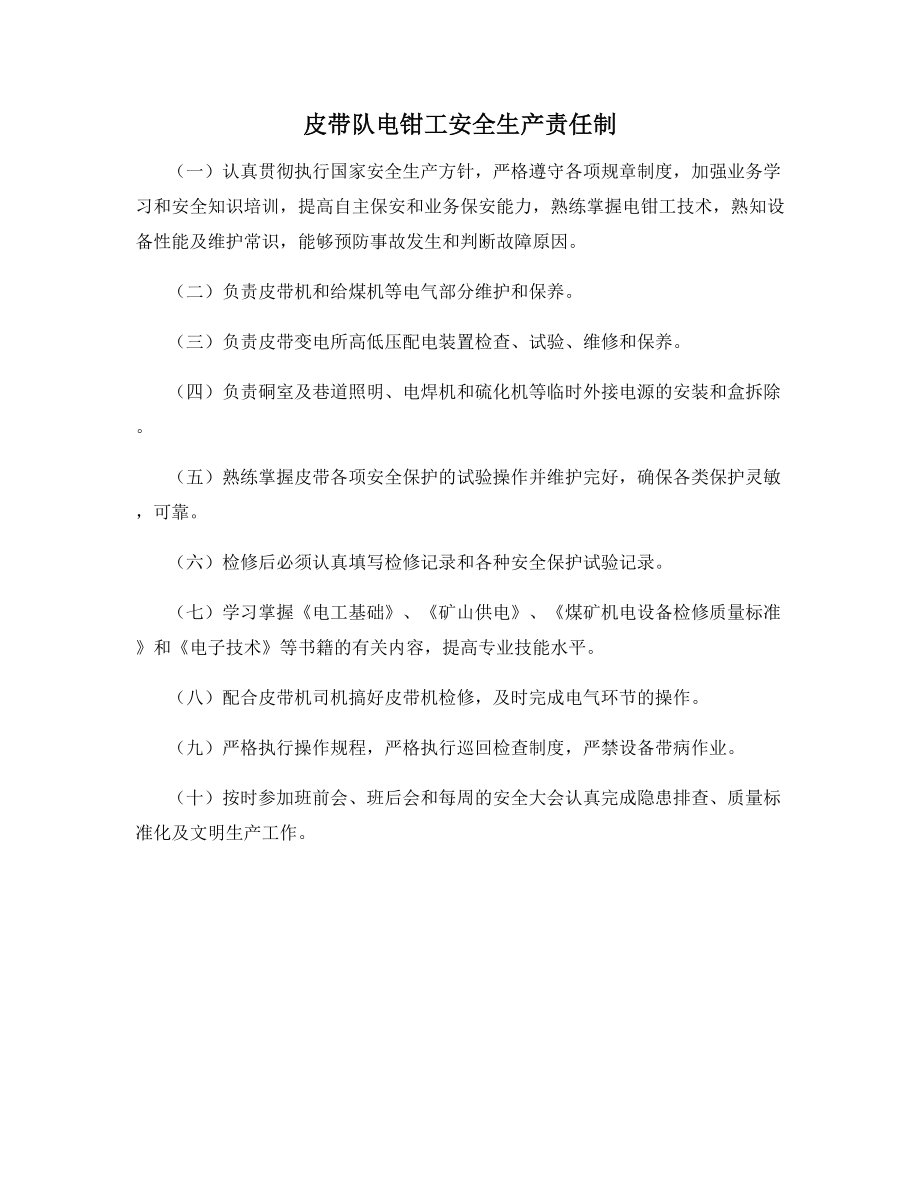 皮带队电钳工安全生产责任制.docx_第1页