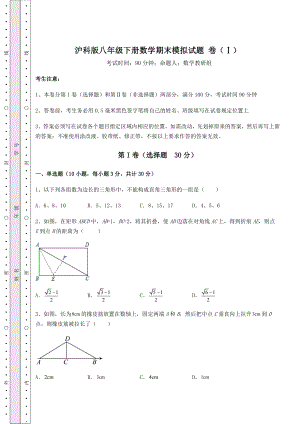 2022年最新强化训练沪科版八年级下册数学期末模拟试题-卷(Ⅰ)(含答案详解).docx