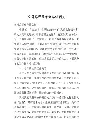 公司总经理年终总结例文范例.docx