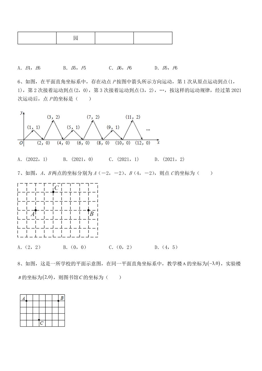 精品解析2022年最新人教版初中数学七年级下册第七章平面直角坐标系月度测评试题(含详细解析).docx_第2页