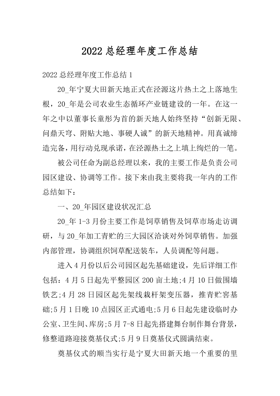 2022总经理年度工作总结精编.docx_第1页